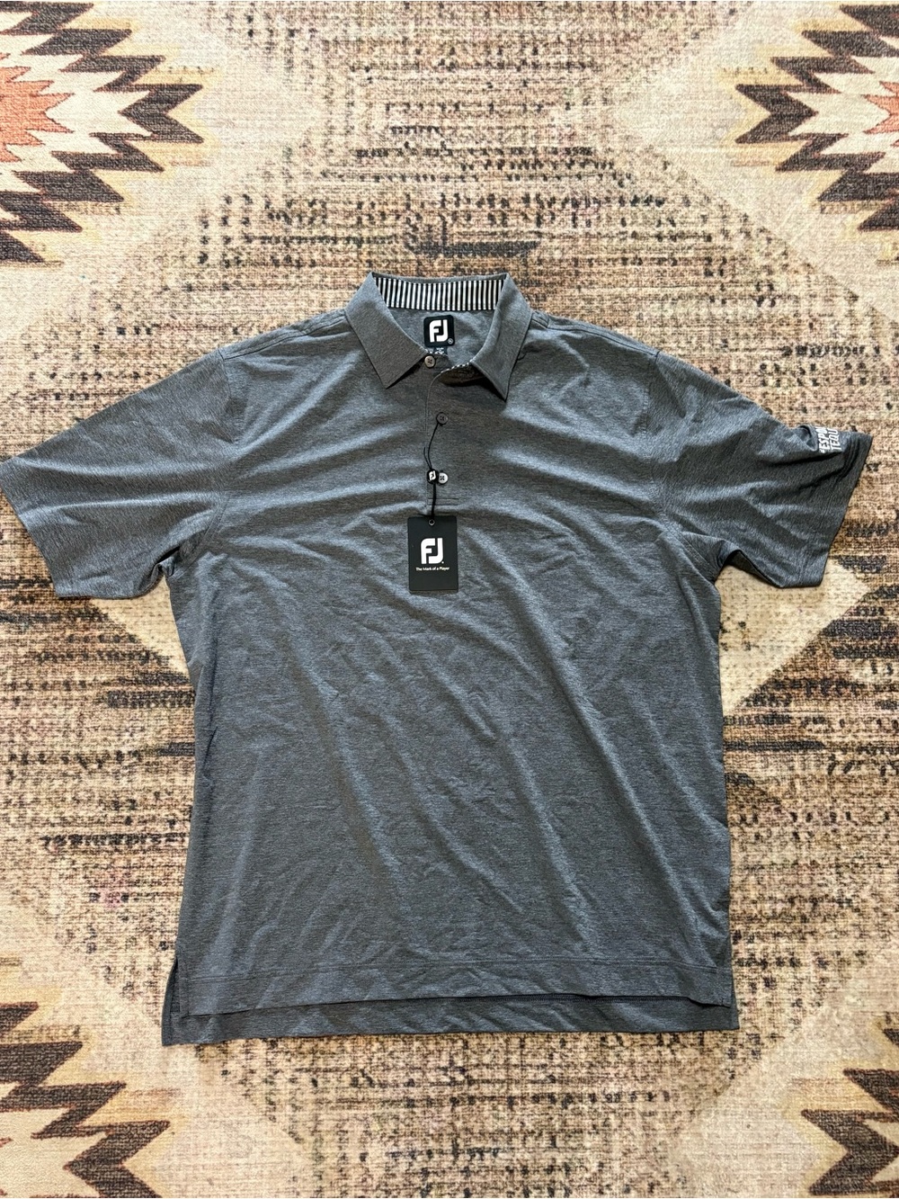 FootJoy Men's NWT Charcoal Heather Performance Polo Espolon Tequila